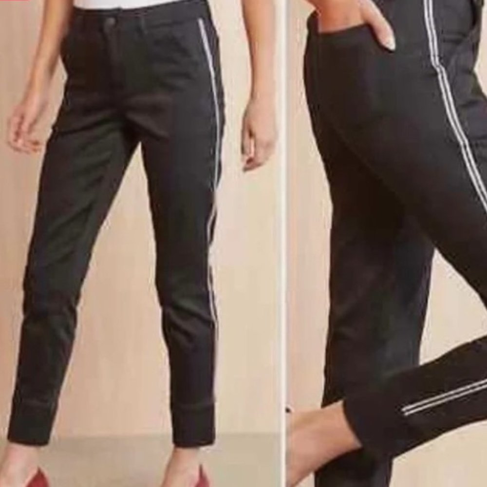 Level 99 Evereve Black Sport Stripe Jolie Utility Jogger Pants